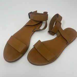 Madewell Brown Leather Boardwalk Ancle Women's Sandals size 8